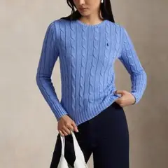 未使用 POLO RALPH LAUREN コットン ケーブルニット ポニー刺繍