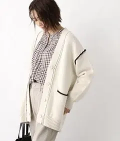 GLOBAL WORK アウトリンキングハイショクカーディガン　Ｌ