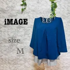 【l14】【iMAGE】海軍藍 前褶 短袖襯衫 【M】
