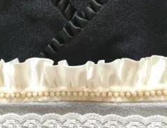 帯揚げ・帯飾り ✧*。シャンパンオフホワイト サテンフリル パール 2way