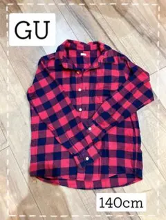 子供服 GU ピンクチェックシャツ 140