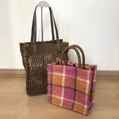 BEAMS HEART ビームスハート かごバッグインバッグ付きチェック トートのサムネイル