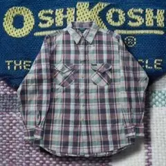 80s OSH KOSH チェックシャツ 長袖 コットン ヴィンテージ 希少配色のサムネイル