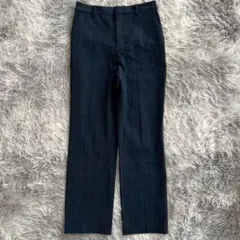 美品✨【ユニクロ】ネイビー チェック柄総柄 カジュアルパンツ スラックス M