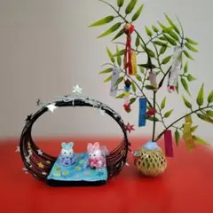七夕飾り七夕祭り　織姫と彦星　天の川お星さまいっぱいのサムネイル