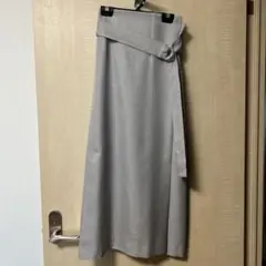 ライトグレー ラップスカート オペークドットクリップ リング付きベルト　美品