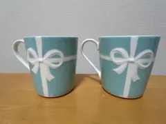 Tiffany & Co. リボンデザイン マグカップ 2個セット(箱なし)
