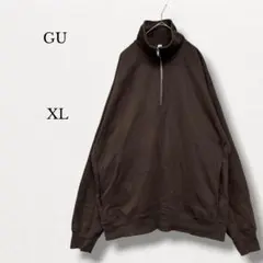 ジーユー GU【XL】ヘビーウェイトスウェットハーフジッププルオーバー ブラウンのサムネイル