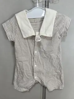 Cottoli ストライプ襟付き 半袖ロンパース 70cm