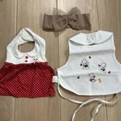 女の子ベビー　スタイ　ヘアバンド　セット