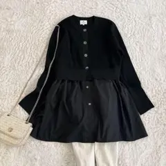 24SS✨定価2.5万✨ランバンオンブルー　2WAYシャツコンビカーディガンのサムネイル