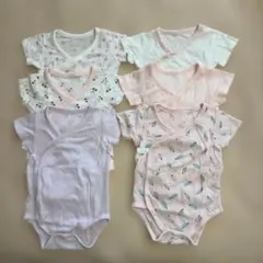 ベビー肌着6枚セット 半袖 メッシュ 前あき 70cm