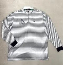 ルコックゴルフ ゴルフウェア モックネック 長袖シャツ ハーフジップ 白グレー紺