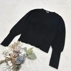 【ユニクロ】ミラノリブクルーネックセーター（長袖） ブラック M ○