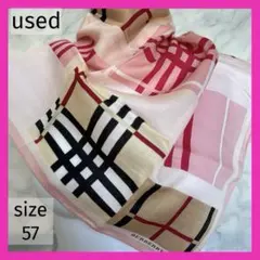 【used】BURBERRY チェック柄 大判ハンカチ　スカーフ　ピンク