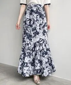 COCODEAL 水彩フラワーペプラムスカート S