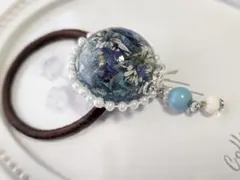 ✤✤押し花いっぱい✾ぷっくりドーム型ヘアゴムハンドメド