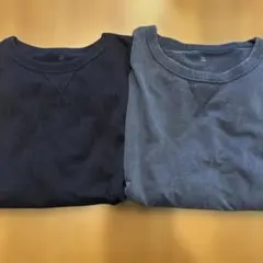 【GU】クルーネック　厚手Tシャツ 2枚セット 150サイズ ブラック　グレーのサムネイル