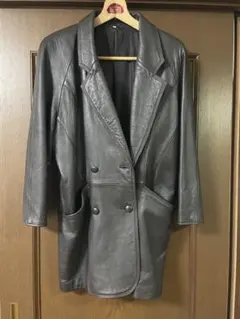 レザーコート　本革　羊革　ラムスキン　ロング　ヴィンテージ