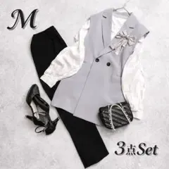 セレモニー3点セット ジレ Mママスーツ卒園卒業 入学入園 オフィス a0340