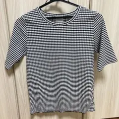 coen ギンガムチェック柄 半袖Tシャツ カットソーＭのサムネイル