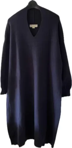 美品BEAMS！！B:MING ネイビー Vネック 長袖ニット系ワンピース
