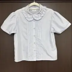 merry jenny petitリボンカラーブラウス　ライトブルーのサムネイル