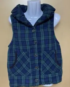 チェック柄キルティングベスト グリーン系 ブラックウォッチ