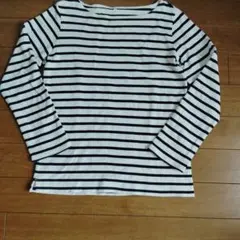 無印良品 白黒ストライプ 長袖Tシャツ Lサイズ