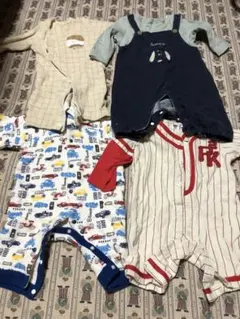 スヌーピーなど　オーバーオールとロンパース4点セット　70cm