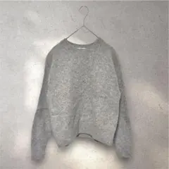 【ユニクロ】プレミアムラム クルーネック ウール100% ニット グレー 縮み