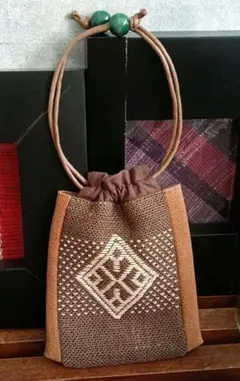 クラフトバンド粋な煙草入れ ベージュ✖️茶 祭り用品 江戸消防 根付