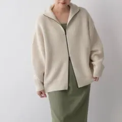 アゼZIPニットカーディガン