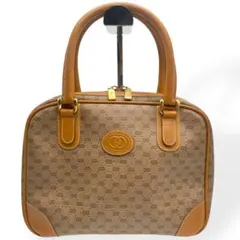 美品　GUCCI オールドグッチ　ハンドバッグ　GG柄　ブラウン　PVC レザー