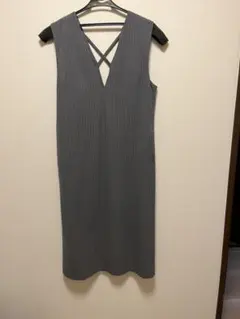 INDIVI Vネックロングジャンパースカート　 グレー 38