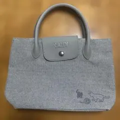 KALDI COFFEE FARM ハンドバッグ グレー 猫刺繍