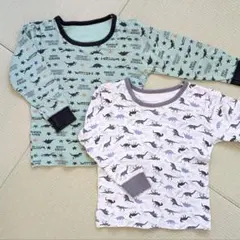 日本ニット中央卸商業組合連合会 グレー 緑色 恐竜 長袖 120サイズ