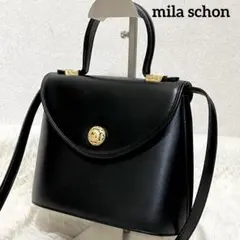 美品✨ミラショーン 2way フォーマルハンドバッグ　レザー　ゴールド金具 黒