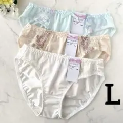 レディースショーツ　トリコットショーツ　カラー　レース　3枚　L まとめ売り