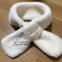 【美品】ティペットファーマフラー　ホワイトパール
