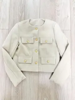 【即日発送】ノーカラージャケット アイボリー