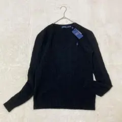 【美品】ポロ ラルフローレン カシミヤブレンド ケーブルニット 長袖 BK M