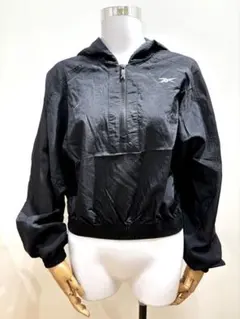 【美品】Reebok ナイロンパーカー S シアー切替 ブラック 軽量 春夏