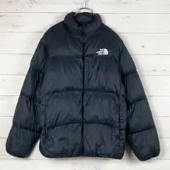 ノースフェイス　ダウン　韓国ONBELL　ロゴプリント　黒　XL/105　297