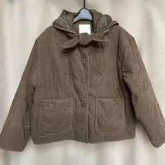 studio CLIPブラウン キルティングジャケット フード付き