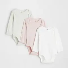 【新品未使用】コットン長袖ボディスーツ3枚セット　60cm