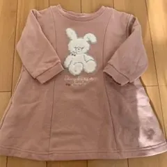 スラップスリップ　長袖　ラメ　ピンク　ワンピース　うさぎ　90