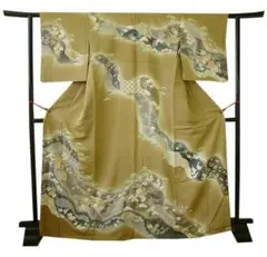 美品 一越地 金彩加工染 附下げ・訪問着（正絹）仕立上り＜HH1759＞