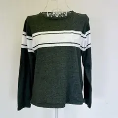 ザショップティーケー長袖 ボーダー ロングTシャツ M グレー カットソーのサムネイル