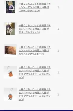 チェンソーマン 一番くじ ちょこっと アクリルスタンド B賞 ラストワン